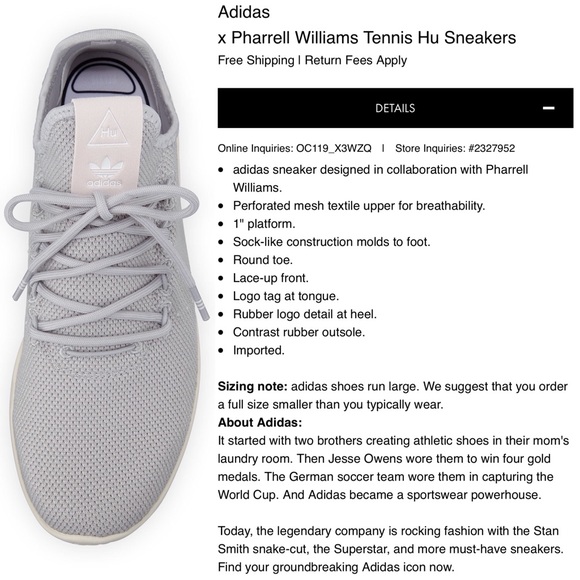NWT Adidas x Pharrell Williams Tennis Hu - Picture 3 of 8